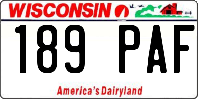 WI license plate 189PAF