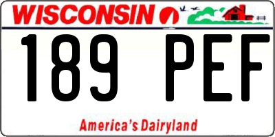 WI license plate 189PEF