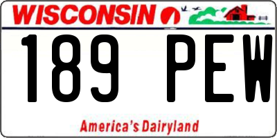 WI license plate 189PEW