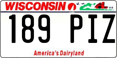 WI license plate 189PIZ