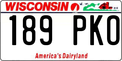 WI license plate 189PKO