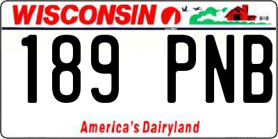 WI license plate 189PNB