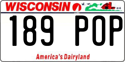 WI license plate 189POP