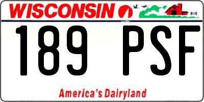 WI license plate 189PSF