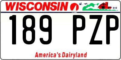 WI license plate 189PZP