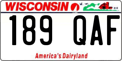 WI license plate 189QAF
