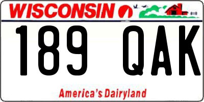 WI license plate 189QAK