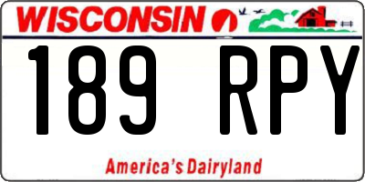 WI license plate 189RPY