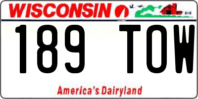 WI license plate 189TOW