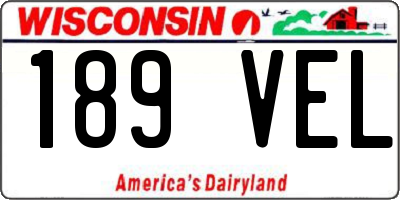 WI license plate 189VEL