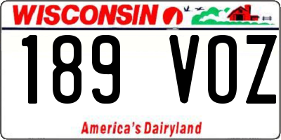 WI license plate 189VOZ