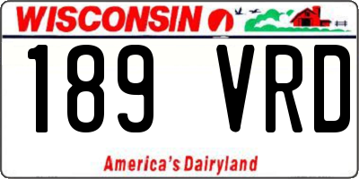 WI license plate 189VRD