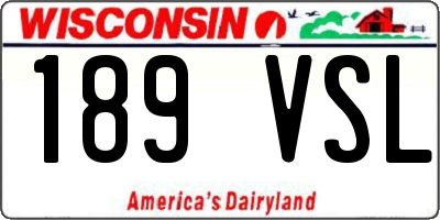 WI license plate 189VSL