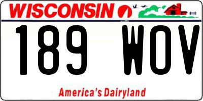 WI license plate 189WOV