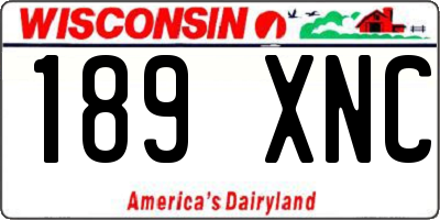 WI license plate 189XNC