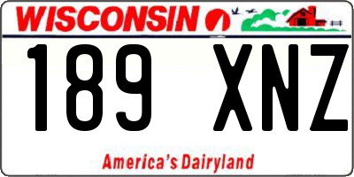 WI license plate 189XNZ