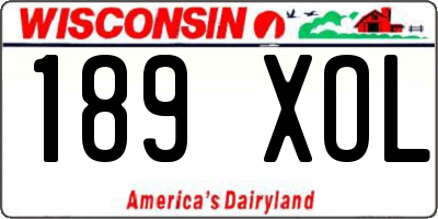 WI license plate 189XOL
