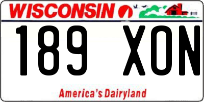 WI license plate 189XON