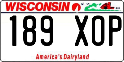 WI license plate 189XOP