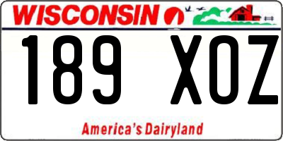 WI license plate 189XOZ