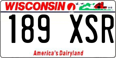 WI license plate 189XSR