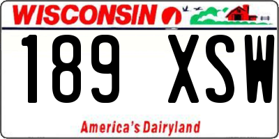 WI license plate 189XSW