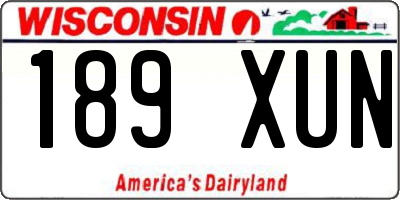 WI license plate 189XUN
