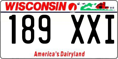 WI license plate 189XXI