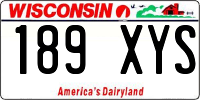 WI license plate 189XYS