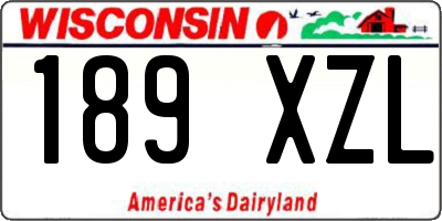 WI license plate 189XZL