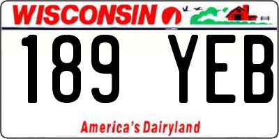 WI license plate 189YEB