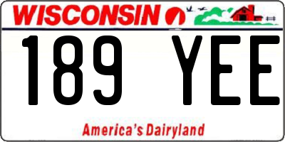 WI license plate 189YEE