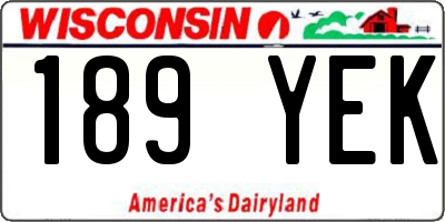 WI license plate 189YEK