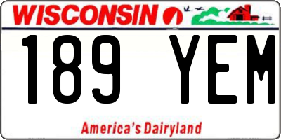 WI license plate 189YEM