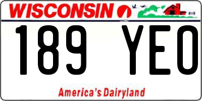 WI license plate 189YEO