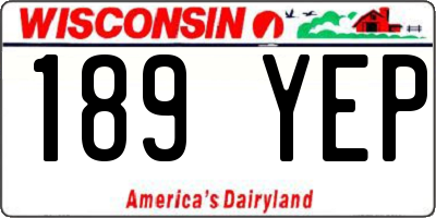 WI license plate 189YEP