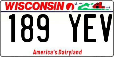 WI license plate 189YEV