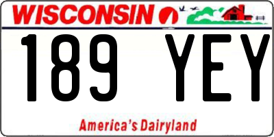 WI license plate 189YEY