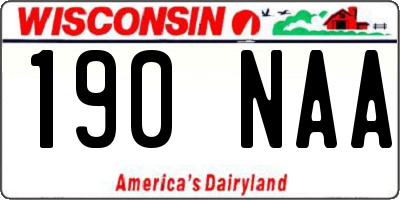 WI license plate 190NAA