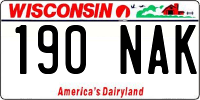 WI license plate 190NAK