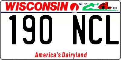 WI license plate 190NCL