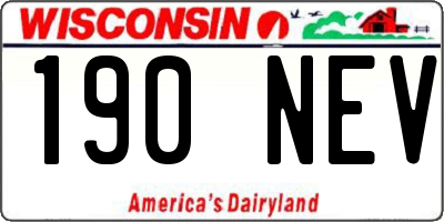 WI license plate 190NEV