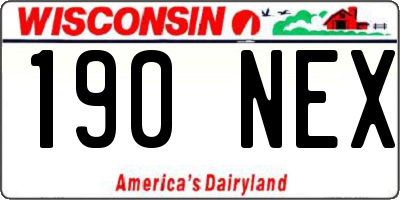 WI license plate 190NEX