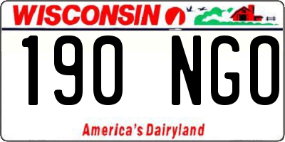 WI license plate 190NGO