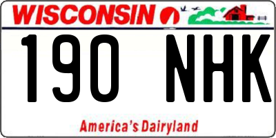 WI license plate 190NHK