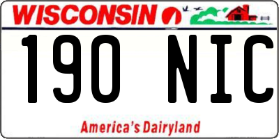 WI license plate 190NIC