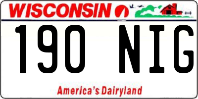 WI license plate 190NIG