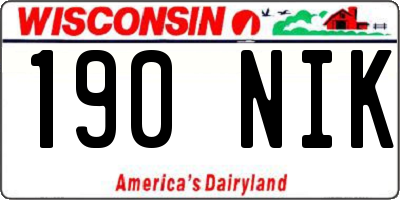 WI license plate 190NIK