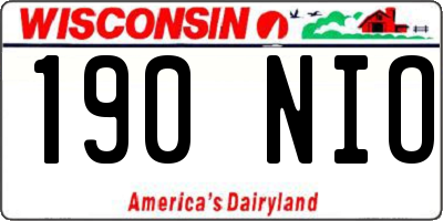 WI license plate 190NIO