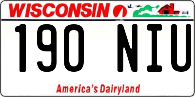 WI license plate 190NIU